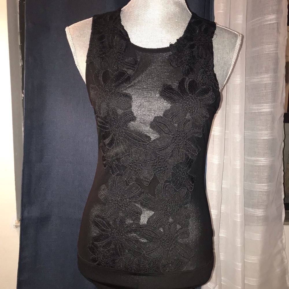 Sheer Floral Patterned Bodysuit XL
